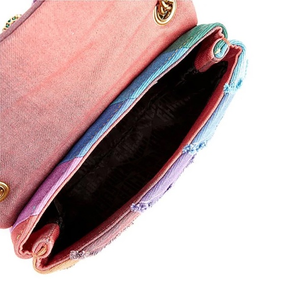 Kurt Geiger London Mini Rainbow Denim Kensington Crossbody Bag - Picture 3 of 8